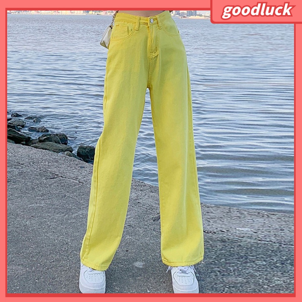 Quần Ống Rộng Lưng Cao Phối Khóa Kéo Thời Trang Xuân Thu Cho Nữ