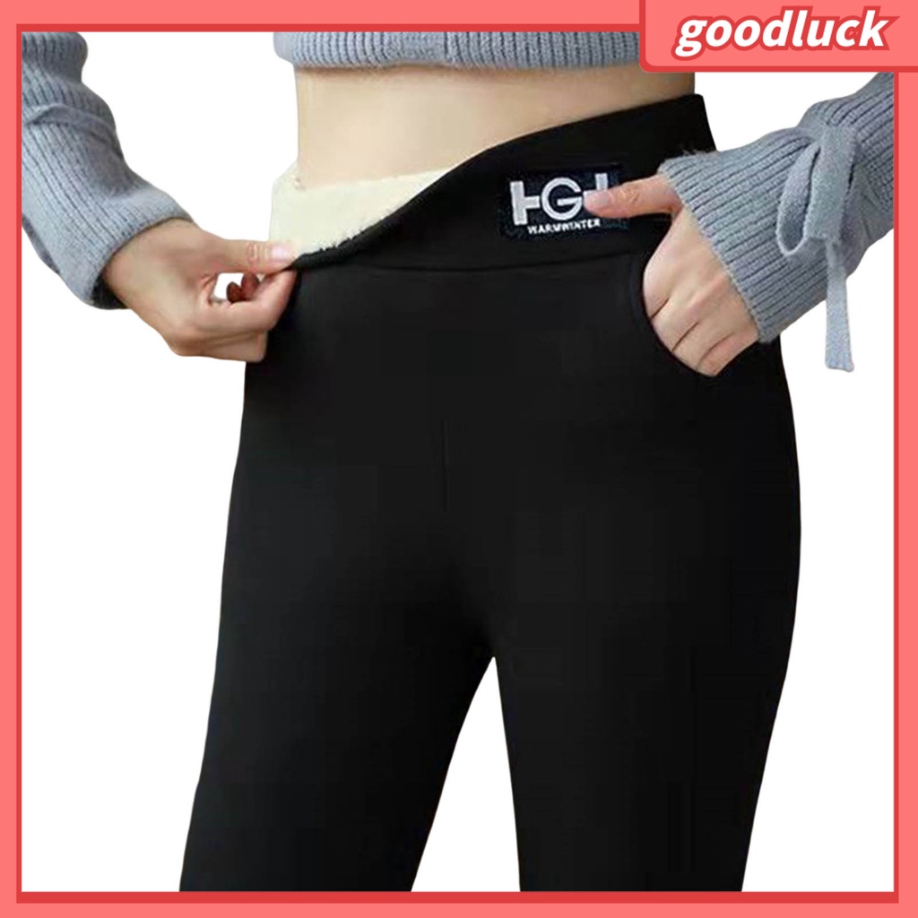 [ULK] Quần Legging Ôm Dáng Dày Dặn Mềm Mại Màu Trơn Lưng Cao Có Túi Giữ Ấm Mùa Đông Cho Gia Đình