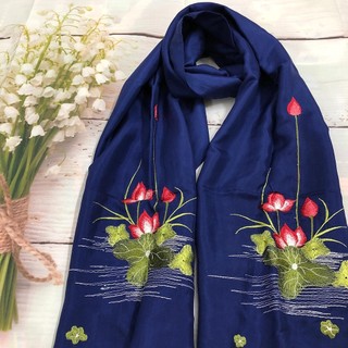 Khăn thêu tay Lụa Tơ Tằm cao cấp, 100% silk