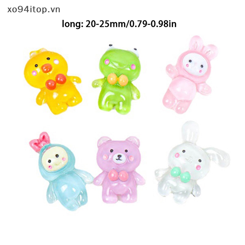 Xoitop Set 5 Phụ Kiện Trang Trí Điện Thoại Hình Động Vật Hoạt Hình Dạ Quang DIY