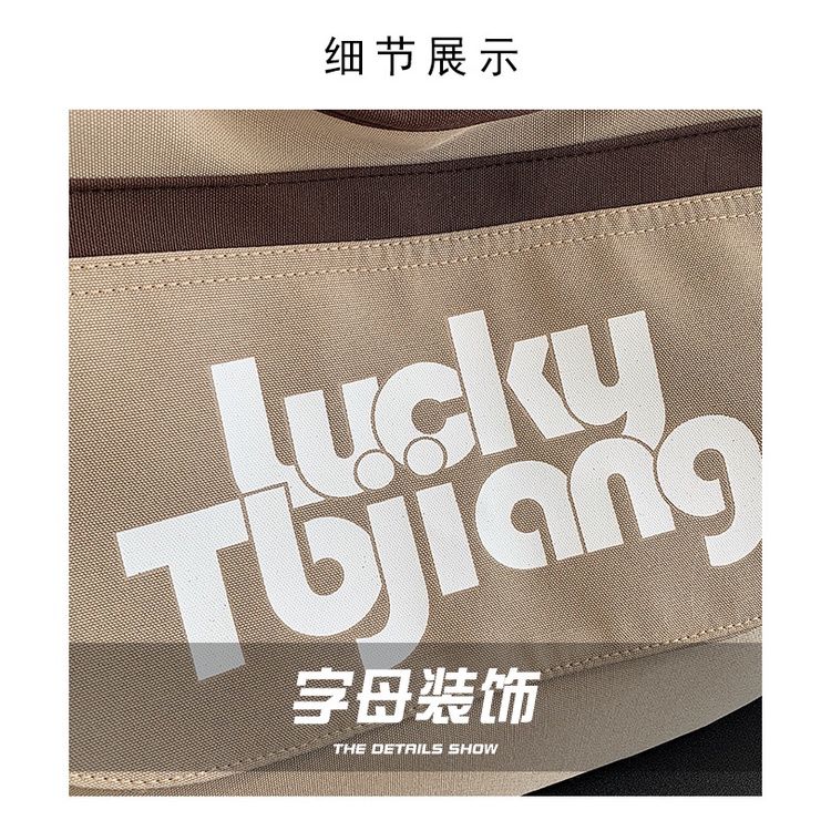 Túi Xách Canvas Nhiều Ngăn In Chữ Phong Cách Nhật Bản 39X33