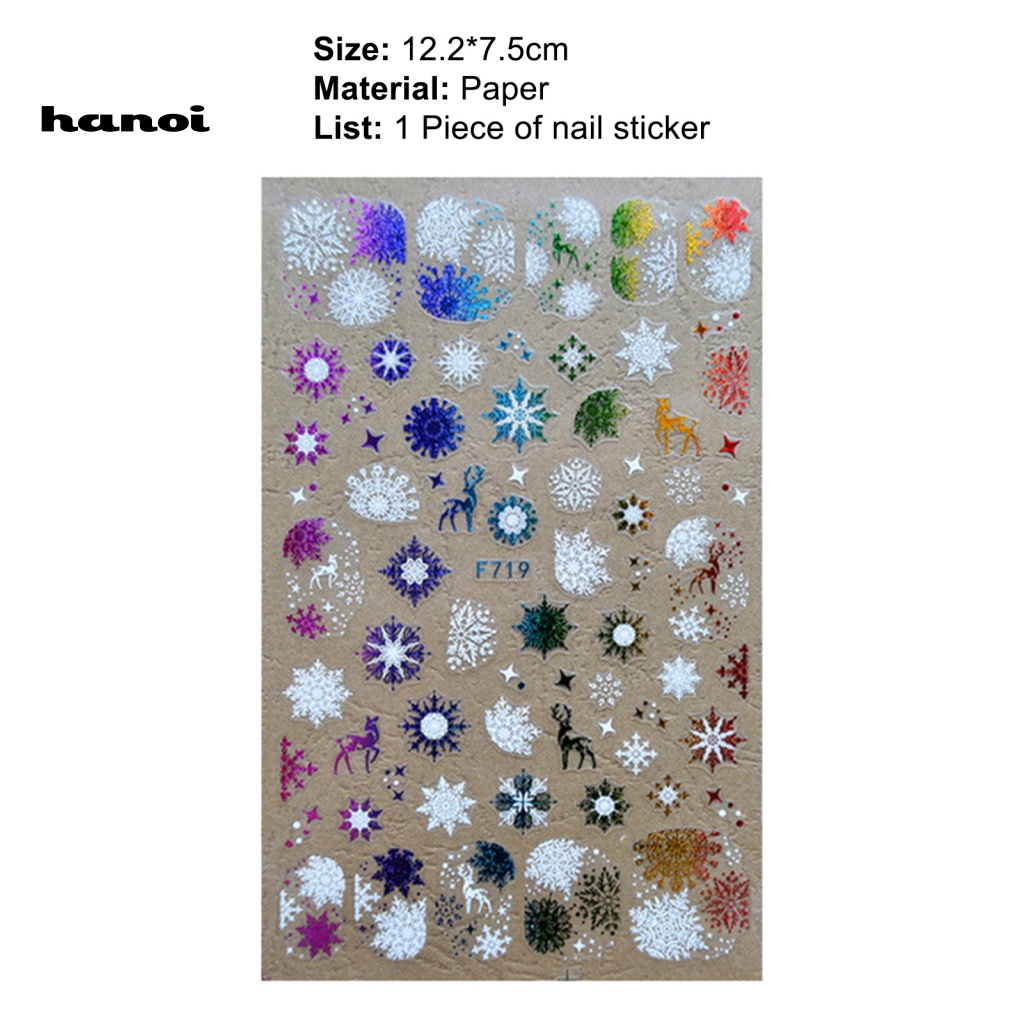 1 Tờ Miếng Dán Móng Tay 3D Chủ Đề Giáng Sinh Nhiều Màu Sắc An Toàn Nhỏ Gọn Dành Cho Nữ