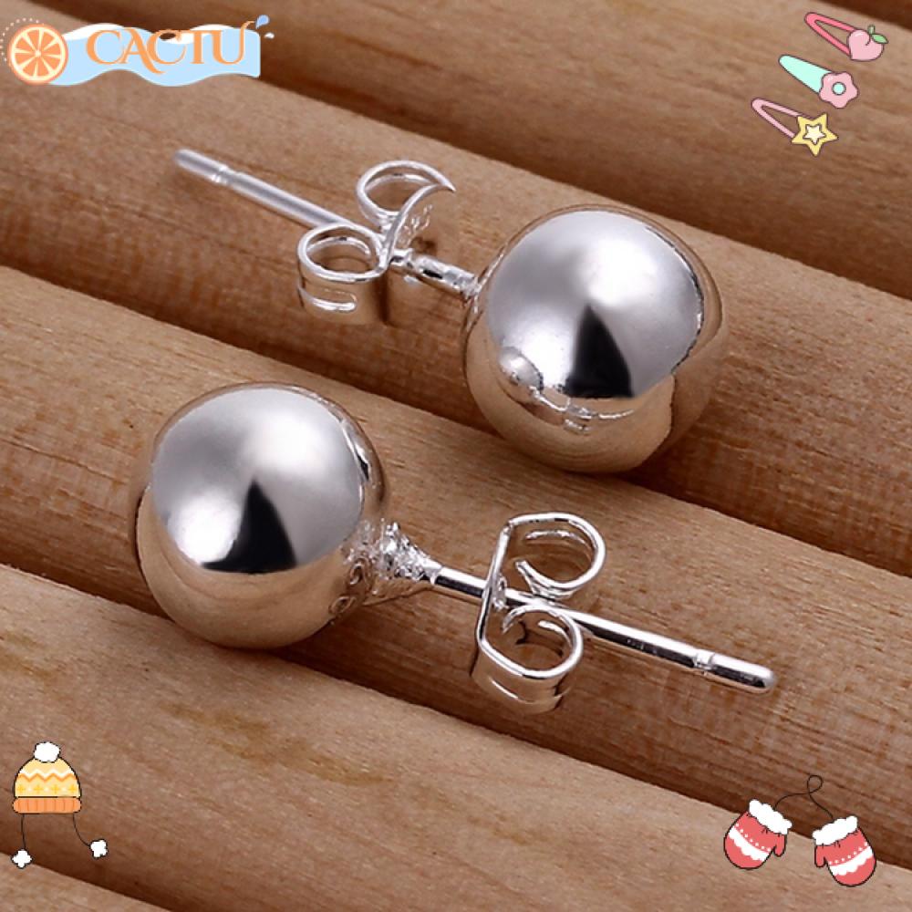 Bông Tai Bóng Tròn Dễ Thương Cho Bạn Gái|Nhẫn Mạ Bạc Đính Đá Pha Lê