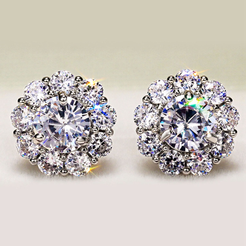 Bông Tai Hình Hoa Đính Đá Zircon Thời Trang Cho Nữ