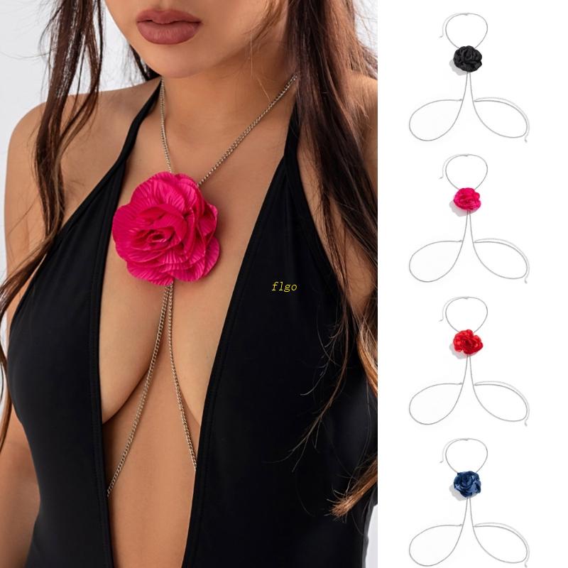 Dây Xích Đeo Hông / Eo Bằng Sắt Phối Hoa Vải Thời Trang Quyến Rũ Cho Nữ