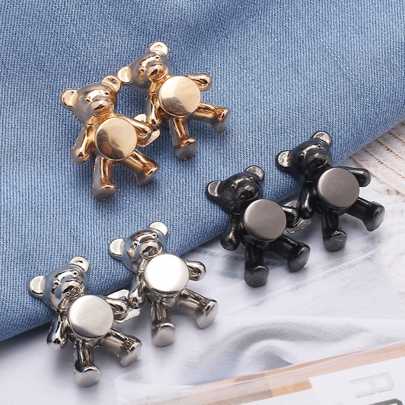 1 Cặp Nút Bấm Điều Chỉnh Được Nhiều Màu Sắc Hình Chú Gấu Dễ Tháo Rời Tiện Dụng