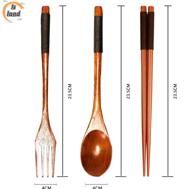 Bộ 3 Món Muỗng Đũa Nĩa Bằng Gỗ Nhỏ Gọn Dành Cho Gia Đình