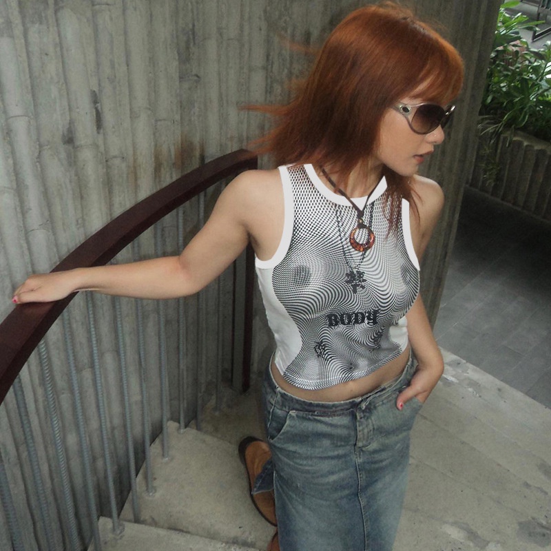 Weird Puss Áo Ba Lỗ In Hình Psychedelic Đậm Đặc Cá Tính Mùa Hè Cho Nữ