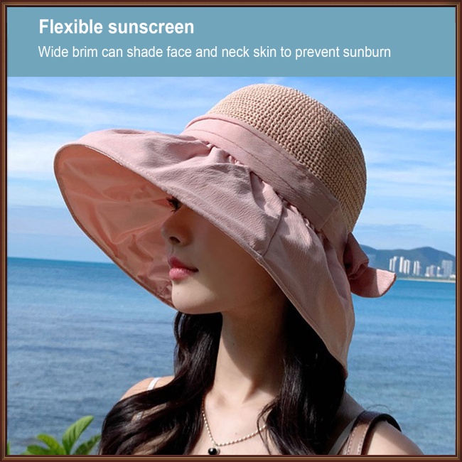 Nón Tai Bèo Rộng Vành Chống Tia Uv Thoáng Khí Đính Nơ Ngọt Ngào Thời Trang Mùa Hè Cho Nữ