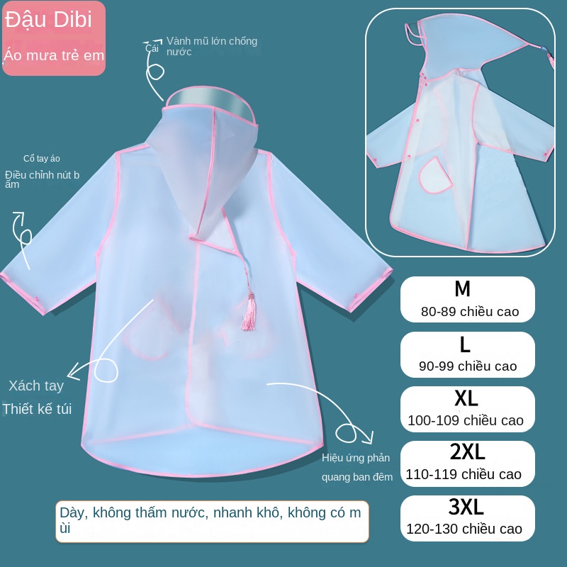 Áo Mưa Dày Dặn Chống Thấm Nước In Họa Tiết Hoạt Hình Dễ Thương Cho Bé