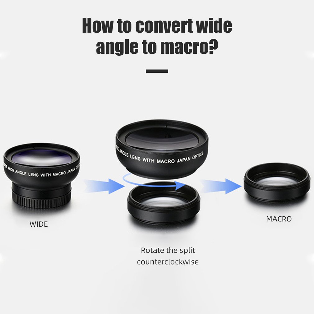 External Lens 2-In-1 Mobile Phone 0.45X Wide Angle And 12.5X Macro Universal For Smartphones Tablets