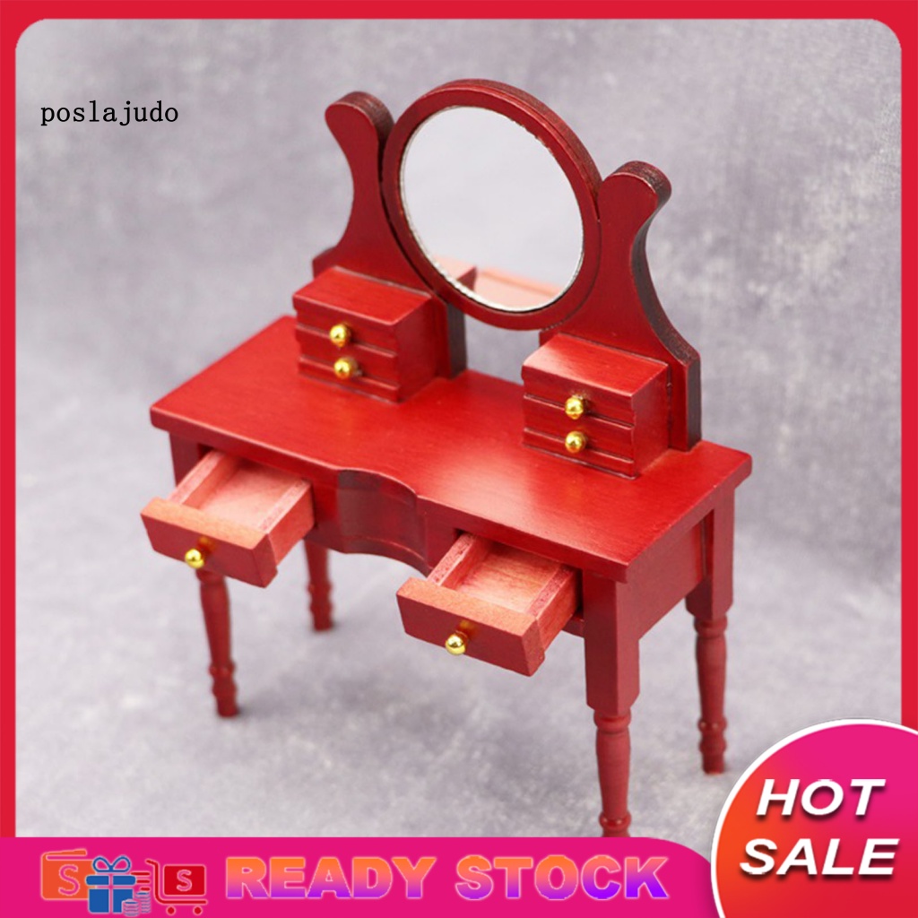 Gương Trang Điểm Để Bàn Mini Bằng Gỗ Tỷ Lệ 1 / 12 Dùng Trang Trí Nhà Búp Bê