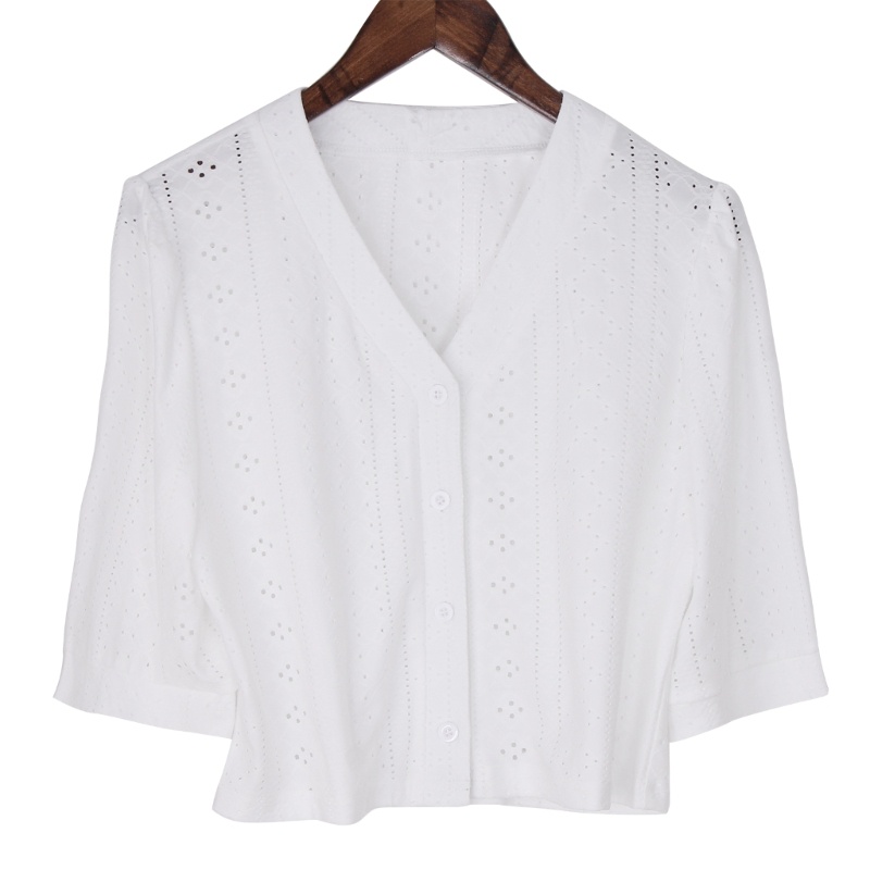 Áo Khoác Cardigan Dệt Kim Tay Phồng Hở Lỗ Cài Nút Bolero Shrugs Cho Nữ