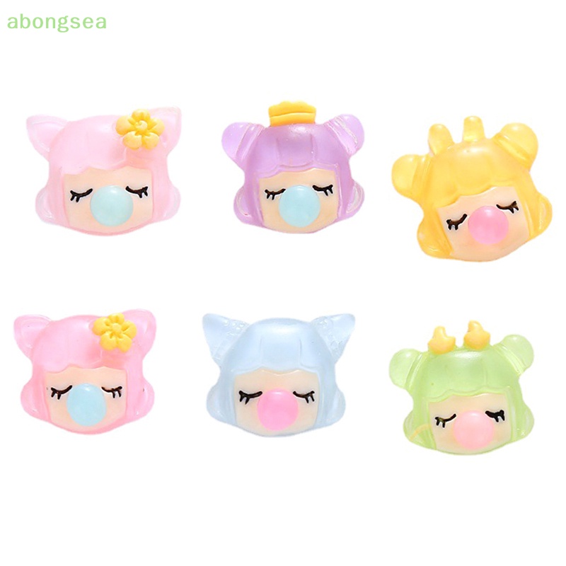 Bộ 5 Phụ Kiện Đầu Cô Gái Thổi Bong Bóng Trong Suốt DIY Trang Trí Điện Thoại