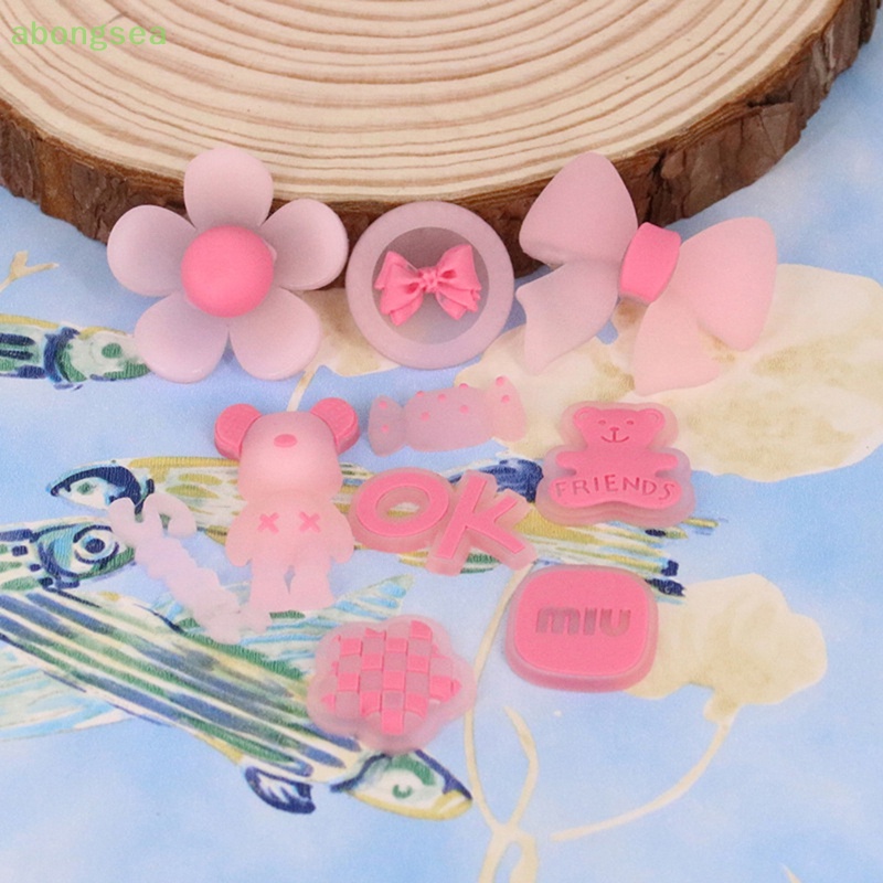 Set 5 Miếng Dán PVC Mềm Màu Hồng Dạ Quang Họa Tiết Hoạt Hình Dùng Trang Trí Ốp Điện Thoại DIY