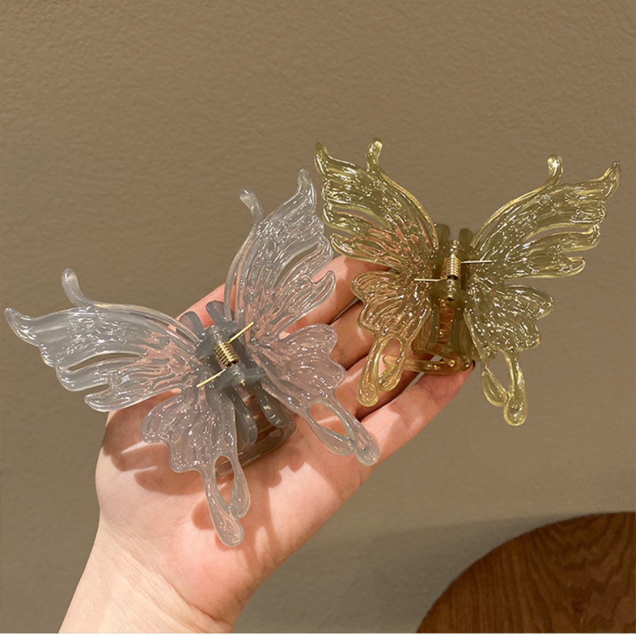 Kẹp Tóc Càng Cua Bằng Acrylic Trong Suốt Hình Bướm Đơn Giản Thời Trang Hàn Quốc Cho Nữ