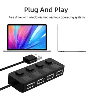 Usb 2.0 Hub Multi Splitter 4 Ports Expander Multiple Use Power Adapter With Switch For Pc Computer [Q/15]