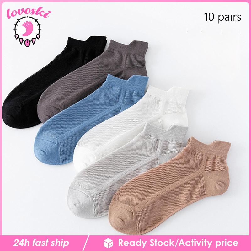 Set 10 Đôi Vớ Ngắn Chống Trượt Thời Trang