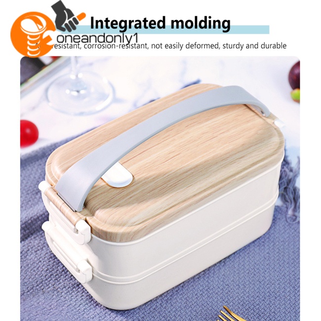 Hộp cơm 2 Tầng Sức Chứa Lớn Có Tay Cầm Tiện Dụng Cho Học Sinh / Đi Học / Du Lịch