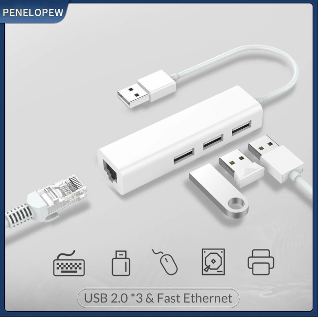 Dây Cáp Chuyển Đổi Thẻ Mạng Lan Rj-45 3 Cổng Usb
