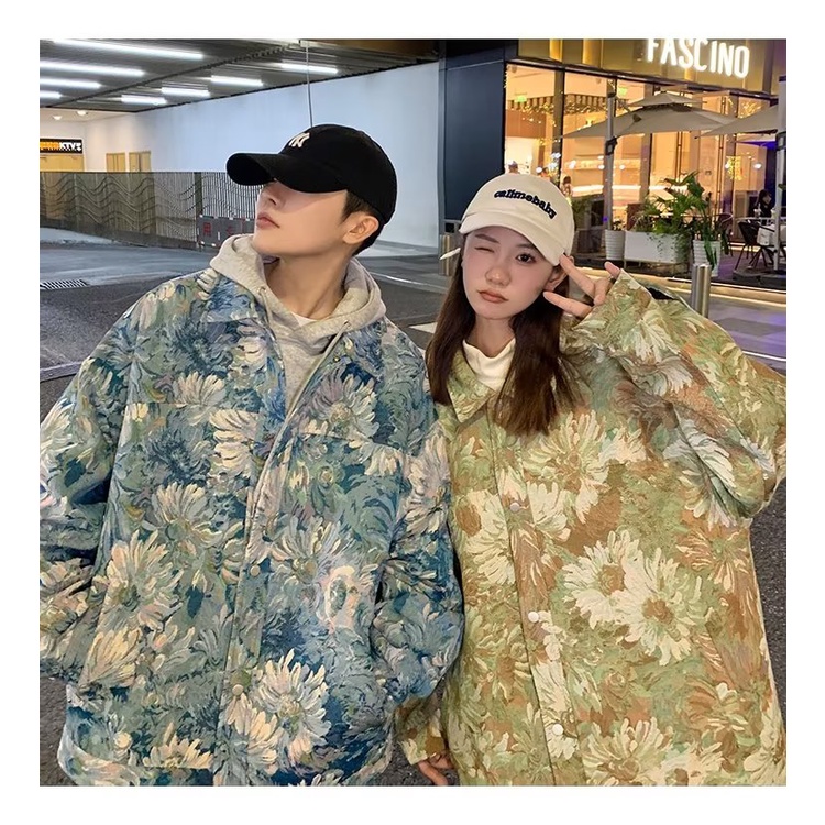 Áo Khoác Plus Size Họa Tiết Hoa Cúc Thời Trang Xuân Thu Cho Nam