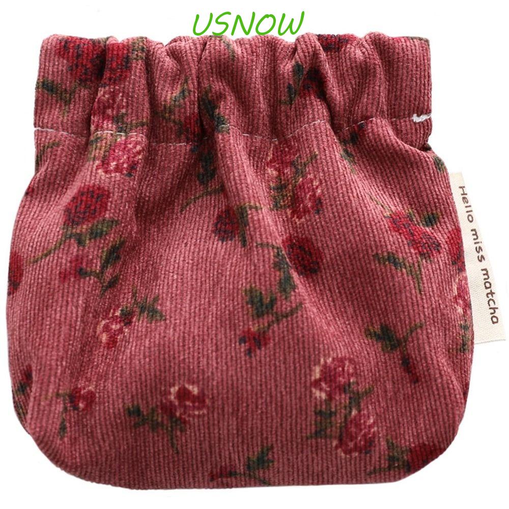 Túi Đựng Tiền Xu Bằng Nhung Kẻ In Họa Tiết Dễ Thương Nhỏ Gọn Tiện Dụng Cho Nữ