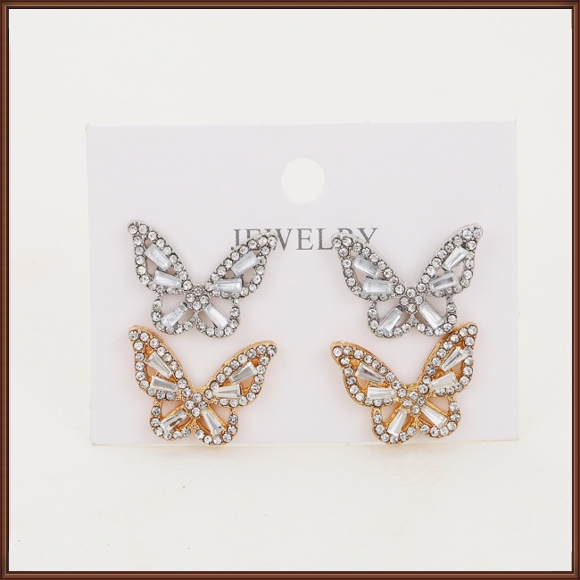 Đôi Khuyên Tai Hình Bươm Bướm Đính Đá Pha Lê Đơn Giản Dành Cho Nữ