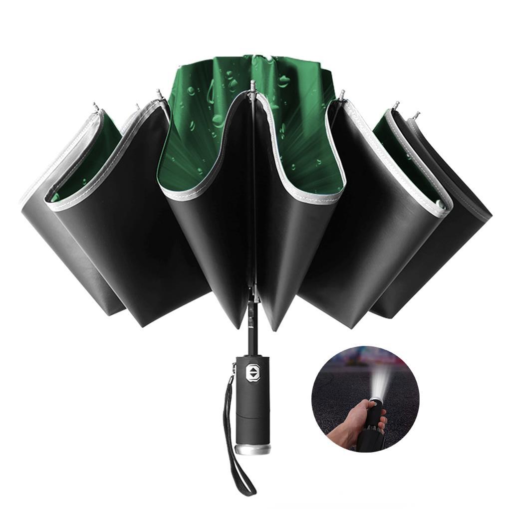 Dù Tự Động 12 Ribs Có Đèn LED Kẻ Sọc Phản Quang Ban Đêm Cho Nam Và Nữ