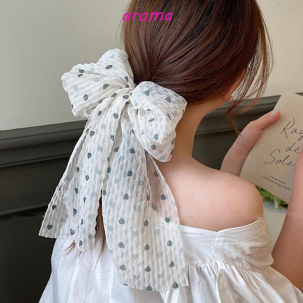 Dây Cột Tóc Cao Su Co Giãn Đính Nơ Phong Cách Pháp Cổ Điển Cho Nữ