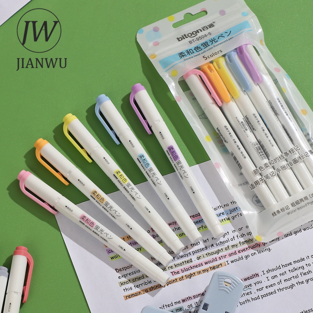 Set 5 Bút Đánh Dấu Hai Đầu Đa Sắc Sáng Tạo Cho Học Sinh DIY