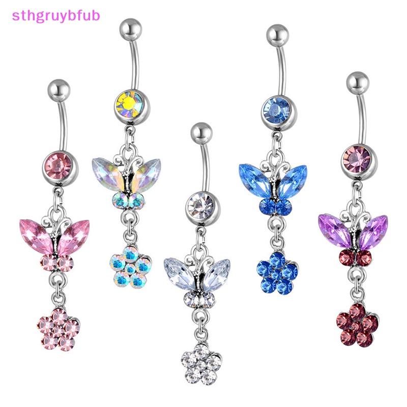 Khuyên RốN HìNh BướM ĐíNh Đá BằNg ThéP Y Tế