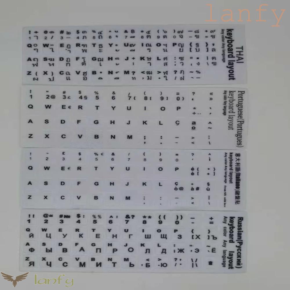 Lanfy Miếng Dán Nút Bàn Phím Laptop PC Bảng Chữ Cái Tiếng Anh Tiếng Anh Không Degumming Deutsch Tây Ban Nha