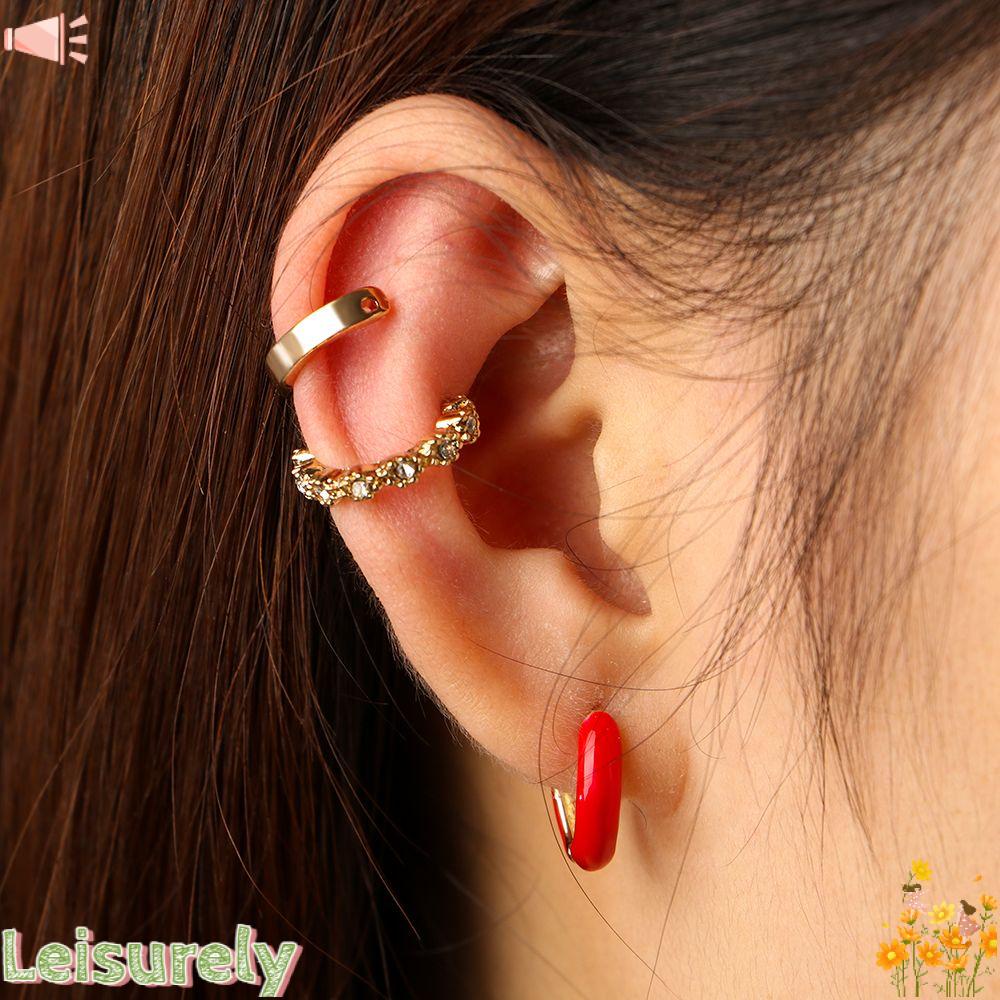 1 / 2 Khuyên Tai Phong Cách Bohemian Thời Trang Cá Tính|Khuyên Tai Kim Loại Dạng Kẹp Hình Tròn Nhỏ Xinh
