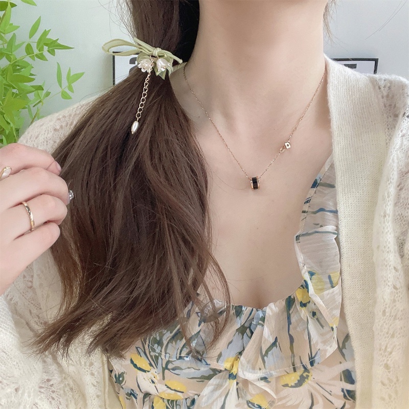 Dây Buộc Tóc Cao Su Màu Xanh Lá In Hoa Lily Phong Cách Thung Lũng Đẹp Mắt Thời Trang Hàn Quốc Mùa Hè Dành Cho Bạn Nữ