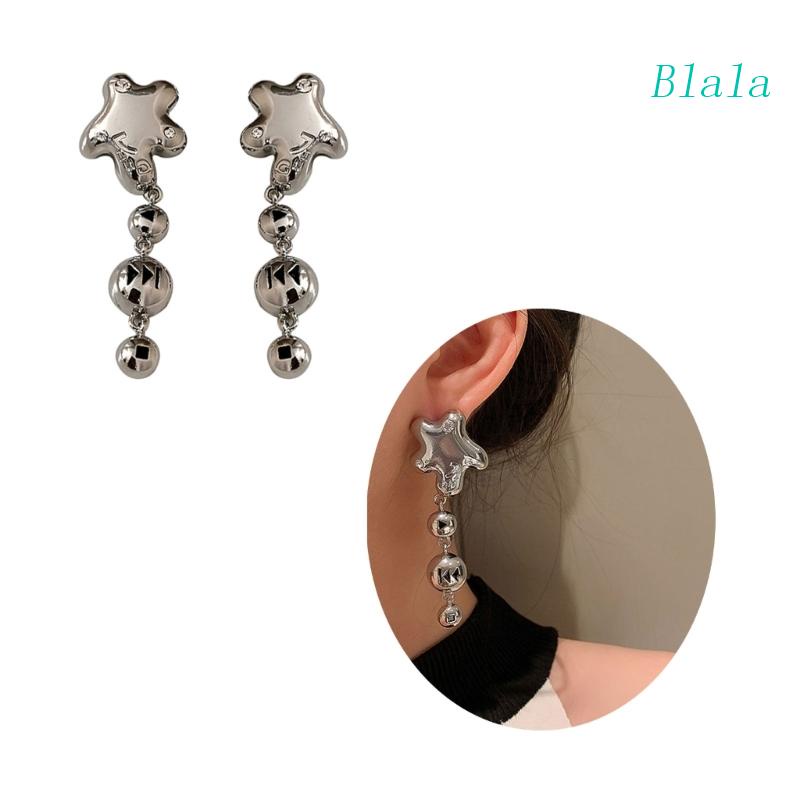 Bông Tai Chuỗi Hạt Ngôi Sao Phối Tua Rua Phong Cách Hip hop