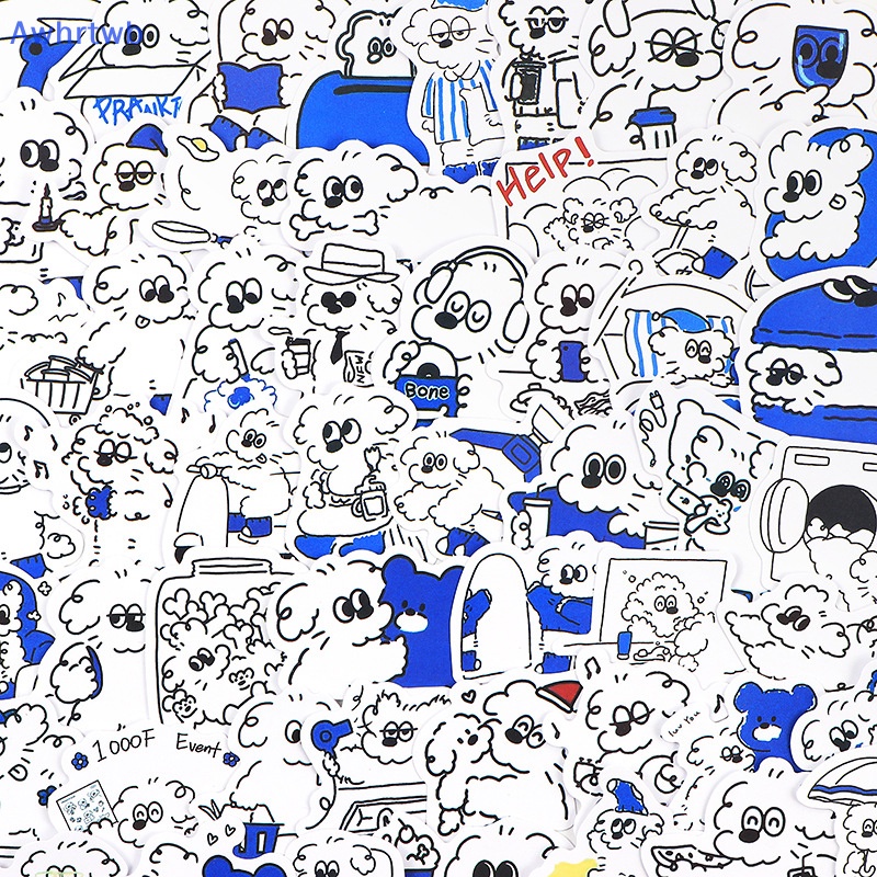 Bộ 60 Miếng Dán Hình Chú Chó Graffiti Dễ Thương Dùng Trang Trí DIY Mới