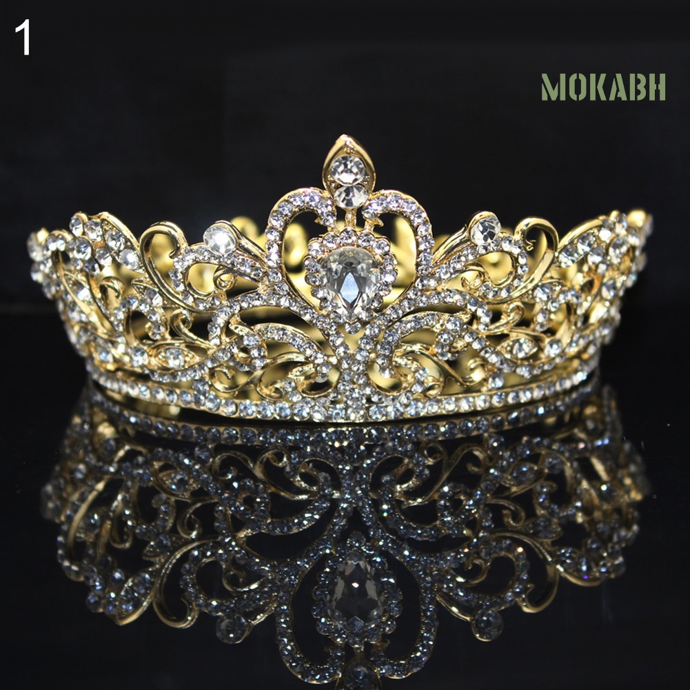 Cài Tóc Hình Vương Miện Tròn Đính Đá Thanh Lịch Dành Cho Cô Dâu