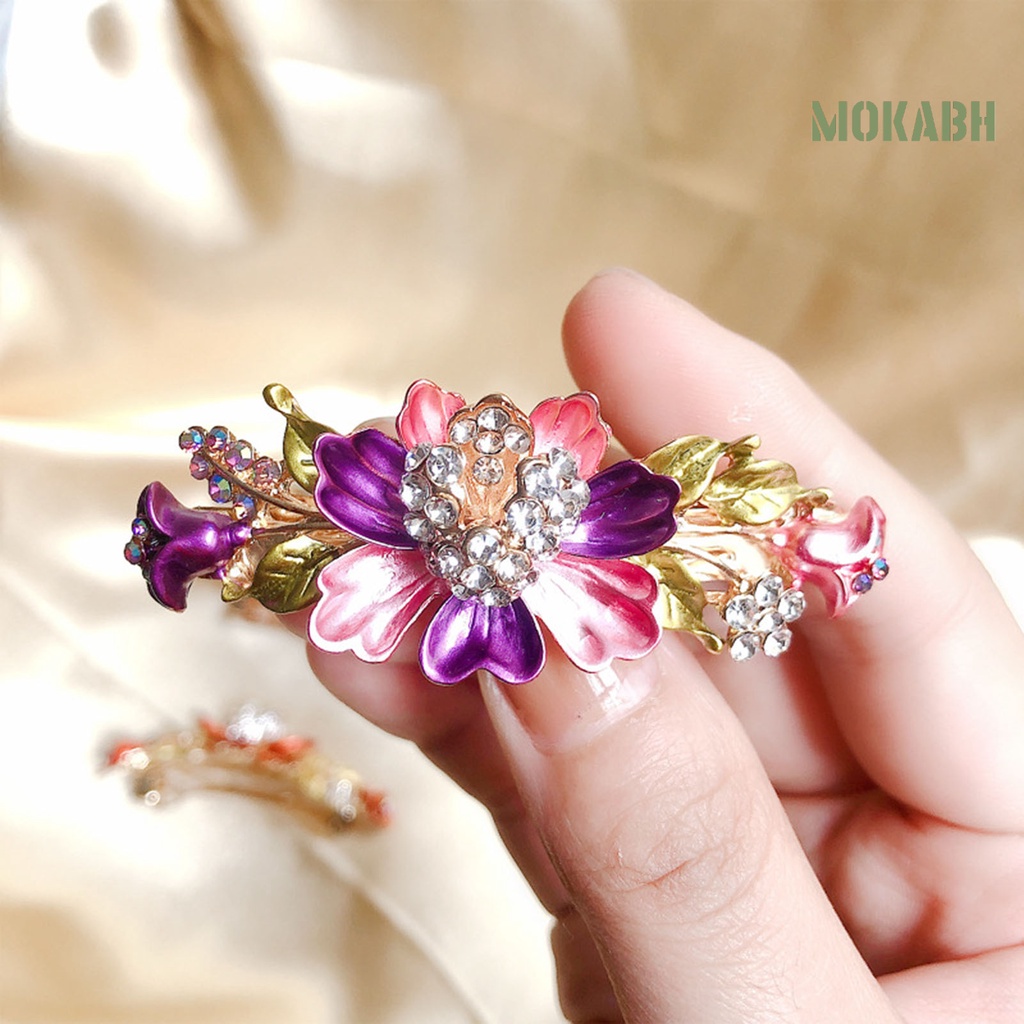 Kẹp Tóc Họa Tiết Hoa Đính Đá Lấp Lánh Chống Trượt