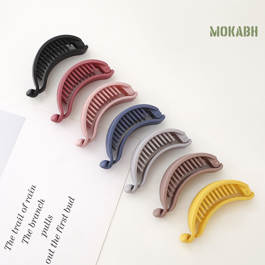 Kẹp Tóc Hình Quả Chuối Màu Trơn Có Răng Chống Trượt Kích Thước Lớn