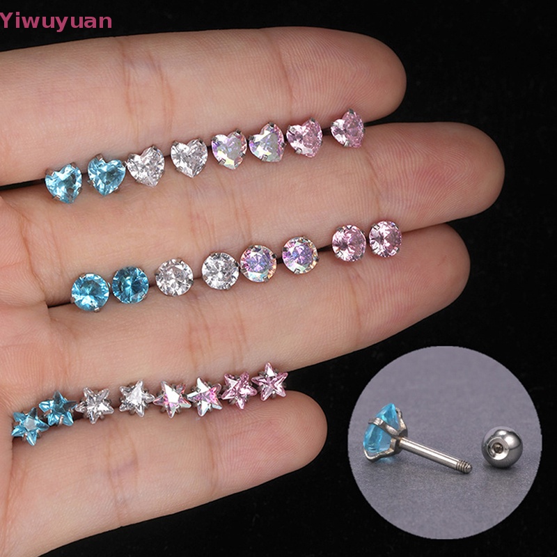 1 Đôi Khuyên Tai Xoắn Ốc 4mm Đính Đá Nhiều Màu Mới