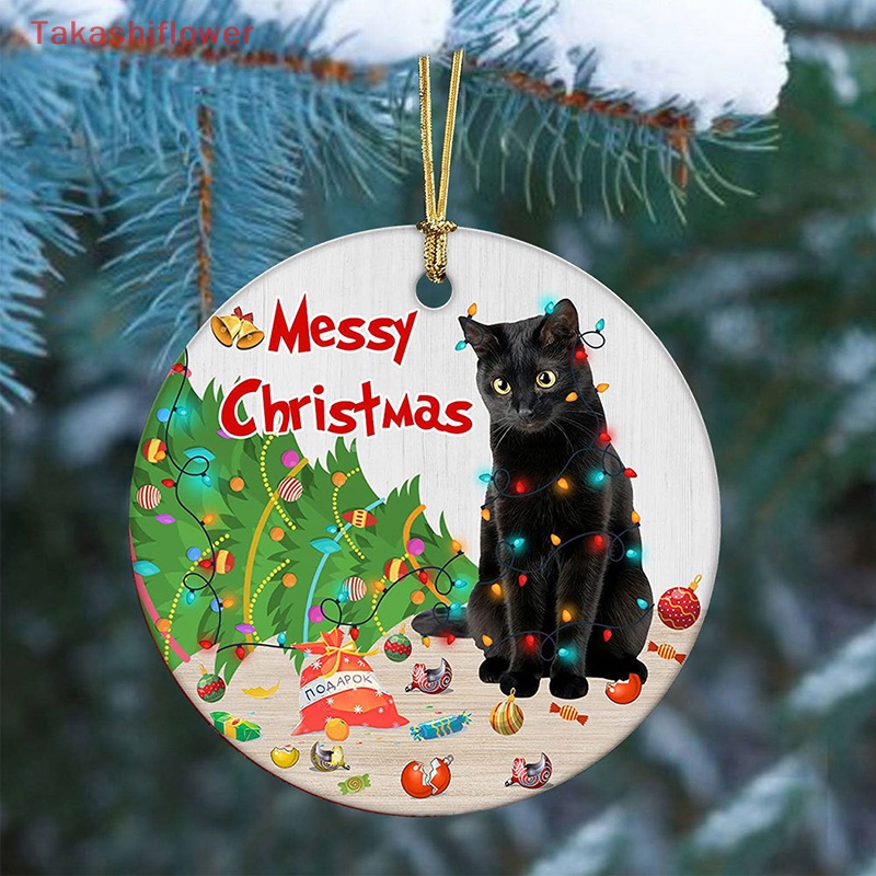 Phụ Kiện Treo Trang Trí Cây Thông Giáng Sinh Năm Mới Hình Chú Mèo Đen Dễ Thương