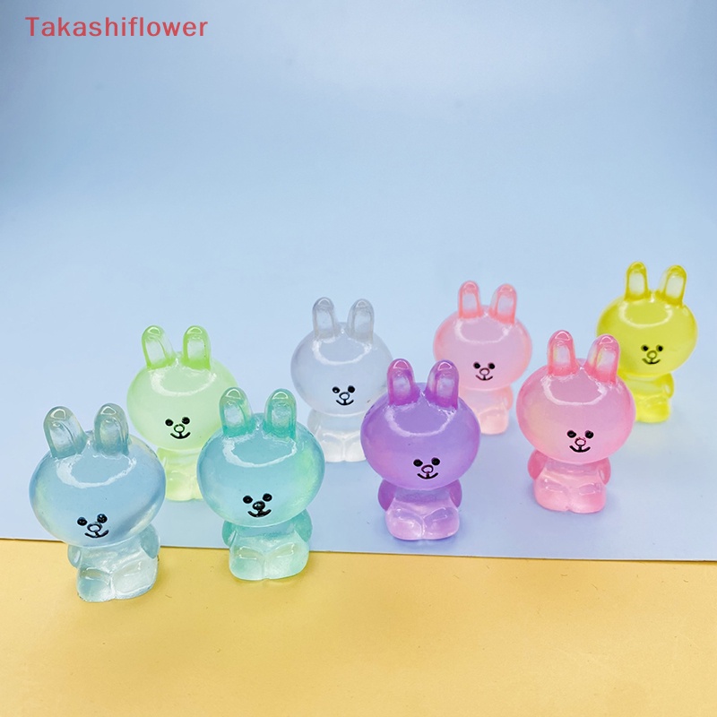 Phụ Kiện resin Thủ Công DIY Hình Thỏ Hoạt Hình Dễ Thương Màu Dạ Quang