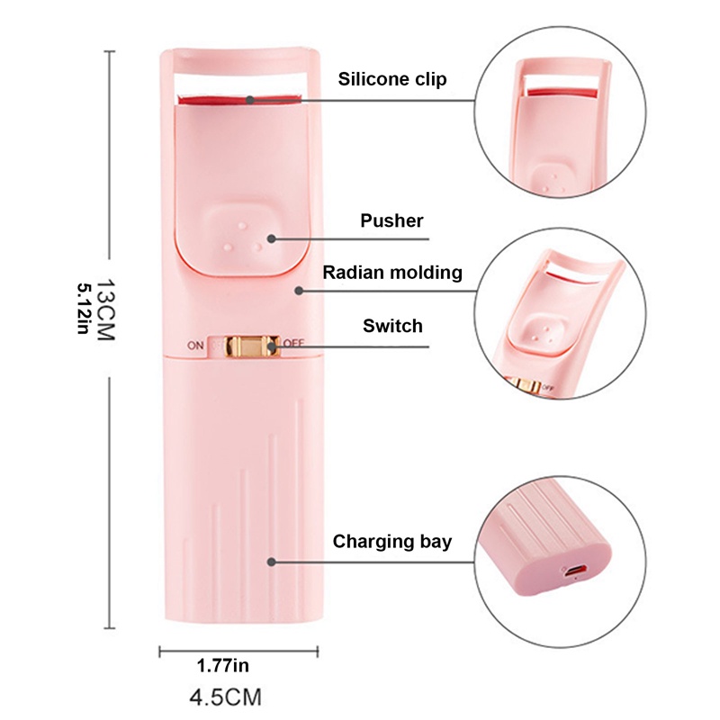 Dụng Cụ Uốn Lông Mi Cầm Tay Mini Có Thể Sạc Lại Tiện Dụng