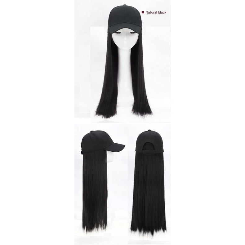 Tóc Giả Dài Thẳng Tự Nhiên Kèm Mũ Đội Thời Trang Mùa Hè Dành Cho Nữ