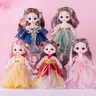Búp bê mắt 3d 16cm có thể di chuyển kèm quần áo diy