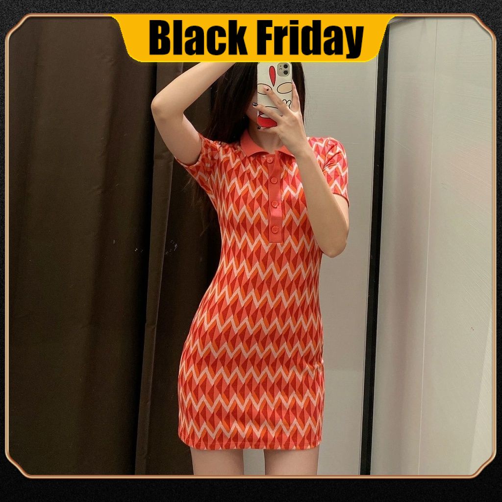 2022 new summer dress POLO collar slim, short sleeved knit ice silk bag buttocks short skirt pure fashion
