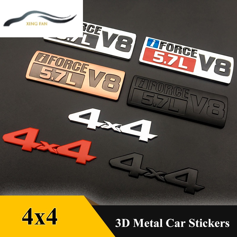 Miếng Dán logo 3D 4X4 iFORCE 5.7L V8 Bằng chrome Trang Trí Đuôi Xe Hơi Toyota Tundra SR5 previa SEQUOIA