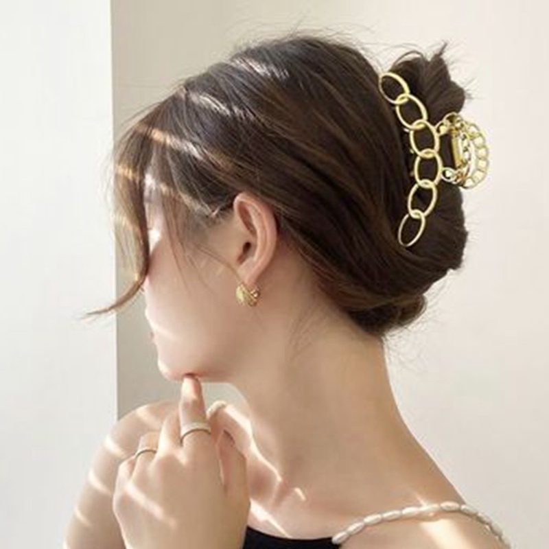 Kẹp Tóc Càng Cua Chất Liệu Acrylic Màu Trắng Đen Phong Cách Hàn Quốc Cho Nữ