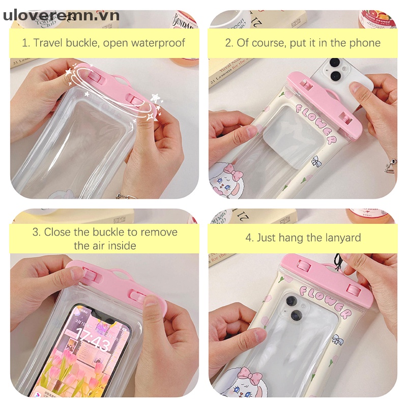 Túi Đựng Điện Thoại Trong Suốt Chống Nước Chống Bụi Họa Tiết Hoạt Hình Có Thể Chạm Màn Hình Cảm Ứng