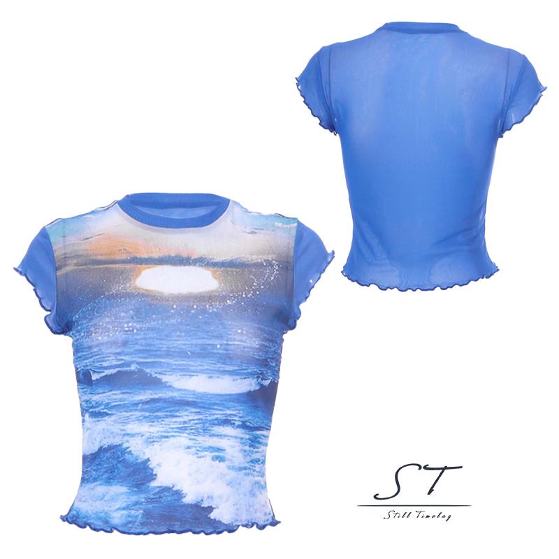 Áo Thun Croptop Tay Ngắn Dáng Ôm In Họa Tiết Thời Trang Mùa Hè Cho Nữ M5